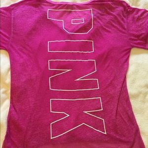 VS PINK V-Neck Legging Tee w/ Vertical Logo